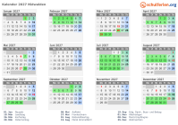 Kalender 2027 mit Ferien und Feiertagen Nidwalden