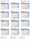 Kalender 2027 mit Ferien und Feiertagen Ungarn