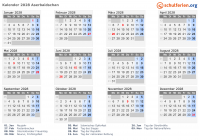 Kalender 2028 mit Ferien und Feiertagen Aserbaidschan