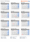 Kalender 2028 mit Ferien und Feiertagen Belgien