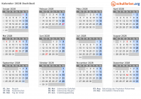Kalender 2028 mit Ferien und Feiertagen Dschibuti