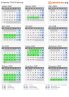 Kalender 2028 mit Ferien und Feiertagen Freiburg