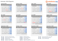 Kalender 2029 mit Ferien und Feiertagen Ägypten