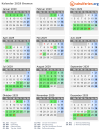 Kalender 2029 mit Ferien und Feiertagen Bremen