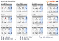 Kalender 2029 mit Ferien und Feiertagen Moldawien