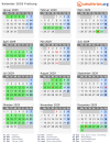 Kalender 2029 mit Ferien und Feiertagen Freiburg