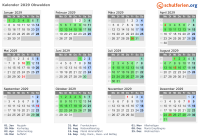 Kalender 2029 mit Ferien und Feiertagen Obwalden