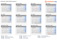 Kalender 2029 mit Ferien und Feiertagen Weißrussland