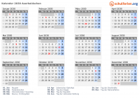 Kalender 2030 mit Ferien und Feiertagen Aserbaidschan