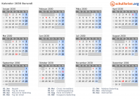Kalender 2030 mit Ferien und Feiertagen Burundi