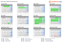 Kalender 2030 mit Ferien und Feiertagen Brandenburg