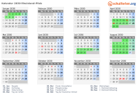 Kalender 2030 mit Ferien und Feiertagen Rheinland-Pfalz