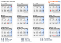 Kalender 2030 mit Ferien und Feiertagen Grönland