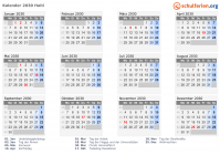 Kalender 2030 mit Ferien und Feiertagen Haiti