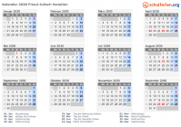 Kalender 2030 mit Ferien und Feiertagen Friaul-Julisch Venetien