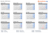 Kalender 2030 mit Ferien und Feiertagen Kenia