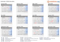 Kalender 2030 mit Ferien und Feiertagen Marokko