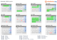 Kalender 2030 mit Ferien und Feiertagen Luzern