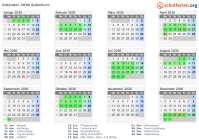 Kalender 2030 mit Ferien und Feiertagen Solothurn