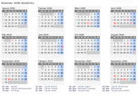 Kalender 2030 mit Ferien und Feiertagen Südafrika