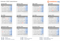 Kalender 2030 mit Ferien und Feiertagen Tadschikistan