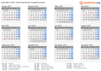 Kalender 2031 mit Ferien und Feiertagen Amerikanische Jungferninseln