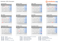 Kalender 2031 mit Ferien und Feiertagen Georgien