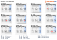 Kalender 2031 mit Ferien und Feiertagen Grönland