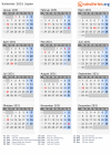 Kalender 2031 mit Ferien und Feiertagen Japan