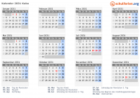 Kalender 2031 mit Ferien und Feiertagen Kuba