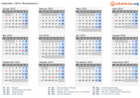 Kalender 2031 mit Ferien und Feiertagen Nordmazedonien