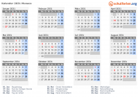 Kalender 2031 mit Ferien und Feiertagen Monaco