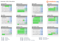 Kalender 2031 mit Ferien und Feiertagen Obwalden