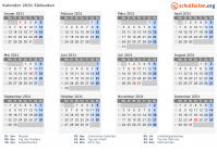 Kalender 2031 mit Ferien und Feiertagen Südsudan