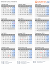 Kalender 2031 mit Ferien und Feiertagen Thailand