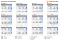 Kalender 2032 mit Ferien und Feiertagen Deutschland
