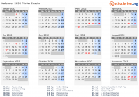 Kalender 2032 mit Ferien und Feiertagen Färöer Inseln