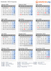 Kalender 2032 mit Ferien und Feiertagen Guyana
