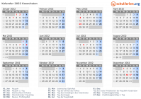Kalender 2032 mit Ferien und Feiertagen Kasachstan