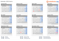 Kalender 2032 mit Ferien und Feiertagen Kenia