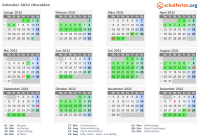 Kalender 2032 mit Ferien und Feiertagen Obwalden