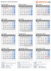Kalender 2032 mit Ferien und Feiertagen Slowakei