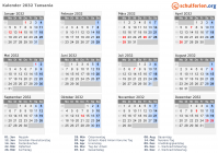 Kalender 2032 mit Ferien und Feiertagen Tansania