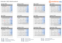 Kalender 2032 mit Ferien und Feiertagen Weißrussland