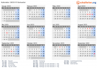 Kalender 2033 mit Ferien und Feiertagen El Salvador