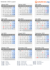 Kalender 2033 mit Ferien und Feiertagen Luzern