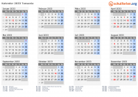 Kalender 2033 mit Ferien und Feiertagen Tansania
