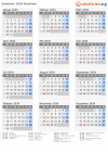 Kalender 2034 mit Ferien und Feiertagen Brasilien