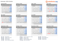 Kalender 2034 mit Ferien und Feiertagen Italien