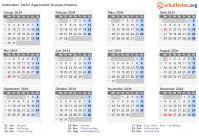Kalender 2034 mit Ferien und Feiertagen Appenzell Ausserrhoden